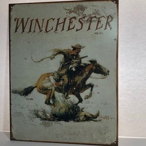 Winchester metal wall art cowboy on a horse